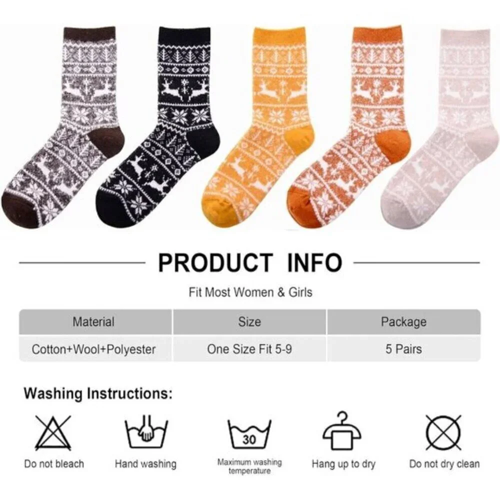 SISOSOCK Women’s Fuzzy Socks 5-Pack Cozy Soft Warm Winter Sleep Size 5-10